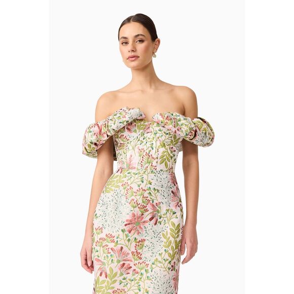 ELLIATT Calaantha Off The Shoulder Midi Dress Floral Wedding Guest size S NWT - Picture 5 of 8